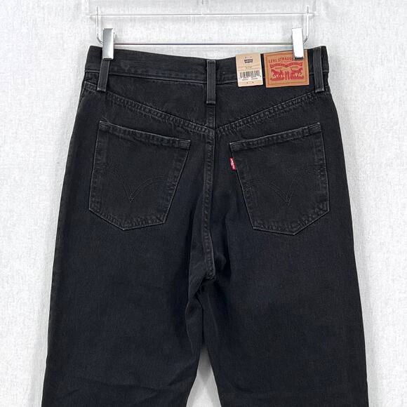 LEVIS Sliced High Waisted Mom Jean Womens 29 X 27 Black Tapered Rigid Denim NEW - Picture 6 of 16